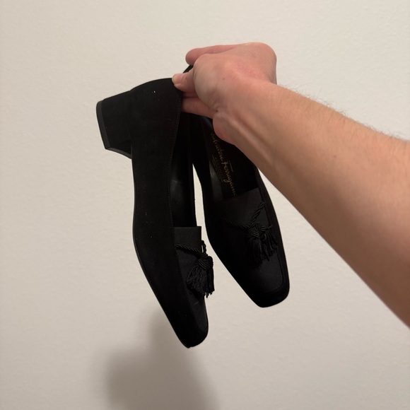 Black Salvatore Ferragamo Block Heels With Tassel Details Women’s Size 4.5 B - Picture 7 of 16